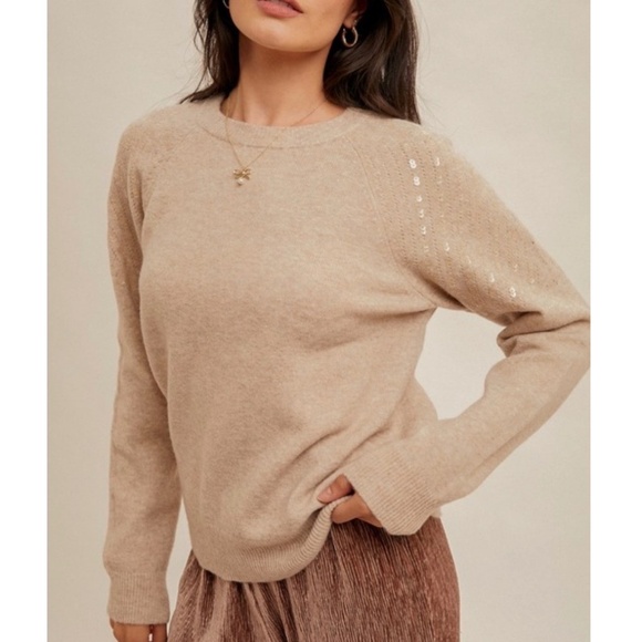 Hem & Thread Sweaters - NWT Hem & Thread Neutral Sequin Sweater